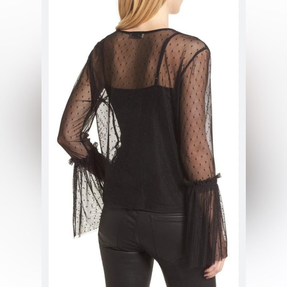 Ten Sixty Sherman Black Sheer Swiss Dot Top size Medium - Picture 3 of 9